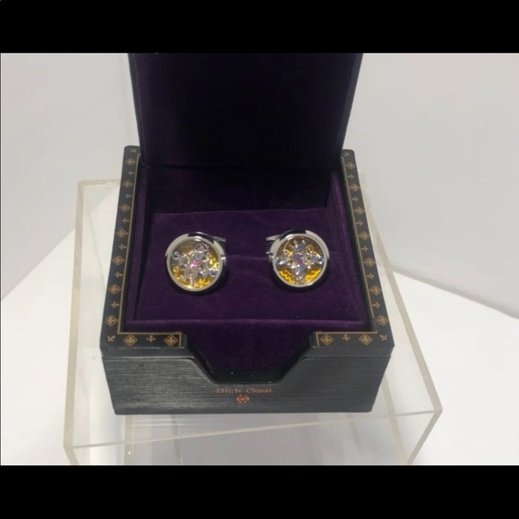 Dich Creat Cufflinks Stainless Steel Rhodium Emboss Tourbillon Men Cufflinks - Picture 7 of 10